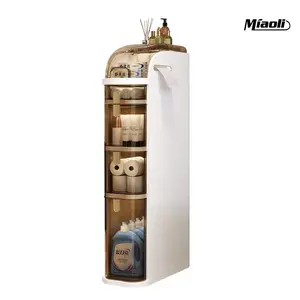 Miaoli Ultra-thin bathroom locker, waterproof narrow bathroom locker, floor cabinet with wheels and toilet paper holder, suitable for small space, living room, bathroom, bedroom 2/3/4 floors Drawer Chest Sideboard With Storage,summerwins