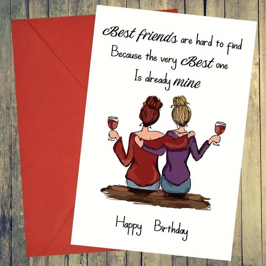 Women's Best Friend Birthday Card, Funny Birthday Greeting Card with Envelope, Positive Message Card, Friendship Card, Birthday Gift for Friend, Sister, Aunt, Birthday Supplies