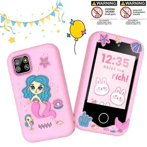 Kids Smart Toy Phone, 2.8 Inch Touch Screen, Dual Cameras for Selfies, Long-Lasting Battery, Educational Learning Games, Parental Controls, Portable Outdoor Design, Mermaid Unicorn Dinosaur Silicone Case, Gift for Ages 3-12