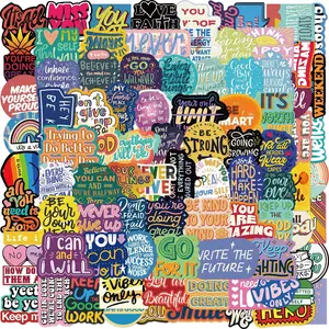 100pcs Inspirational Sticker Pack, Vinyl Quote Stickers for Water Bottles, Diaries, Laptops, Phone Cases, Christmas & Thanksgiving Gifts