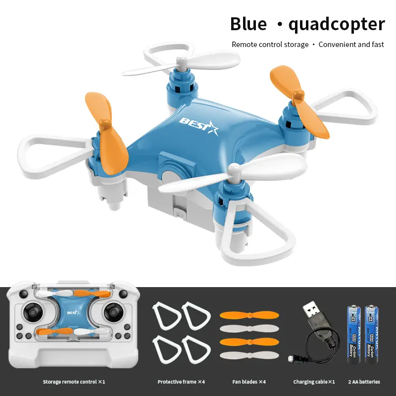 Mini 4-Axis Quadcopter Drone, Remote-Controlled Toy for Kids - Blue