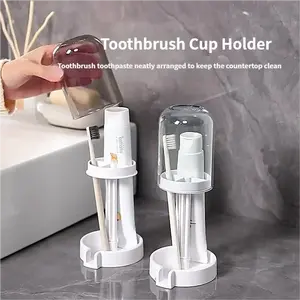 Toothbrush Toothpaste Holder 1 Piece Dustproof Organizer for Bathroom Countertop Storage Box Home Organization Accessories