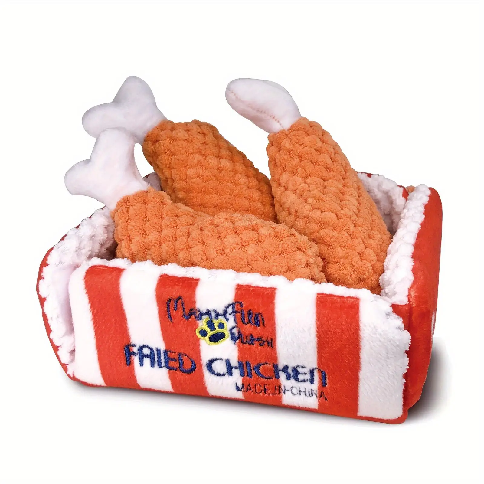 Fried Chicken Design Pet Plush Toy, 1 Set Interactive Dog Toy with Squeaker, Pet Stress Relief Game, Hide Treat Food Puzzle Toy for Medium to Large Do
