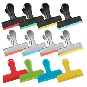 House Again 8-12 Packs Stainless Steel Chip Bag Clips Covered with Silicone 3 Inches NO Sharp Edges Color Coded for Food Bags Air Tight Seal for Kitchen and Office summervibes