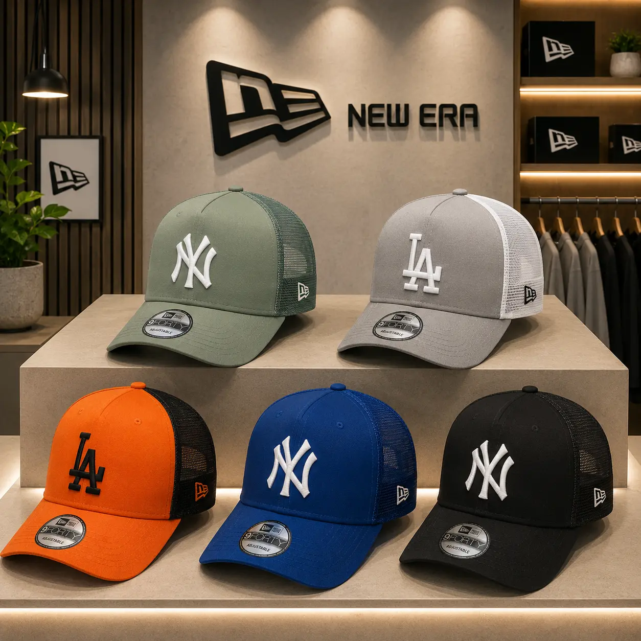 MLB Mesh Trucker Cap – New York Yankees & Los Angeles Dodgers 9FORTY Adjustable Curved Brim Baseball Hat for Men & Women, Breathable Everyday Streetwear