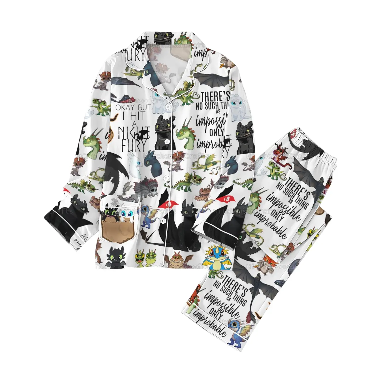 Toothless How To Train Your Dragon Pajamas Set, Cartoon Long Sleeve ...