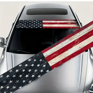 1pc American Flag Retro Style Scratch-resistant Car Sticker, Waterproof, Suitable for Cars, Trucks, SUVs Body Windshields, Windshield Banners, Universal Vinyl Decals Car Decorative Stickers