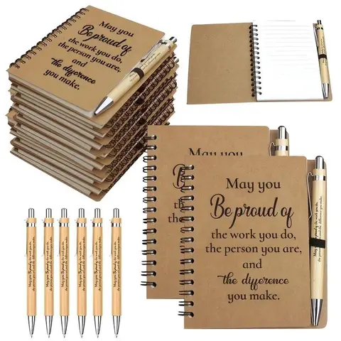 Thank You Gift Set, 12pcs/set Including 6 Counts Mini Notebook & 6 Counts Ballpoint Pen, Office Stationery & Supplies, School Study Supplies, College Essentials, Student Essentials for Home School Office