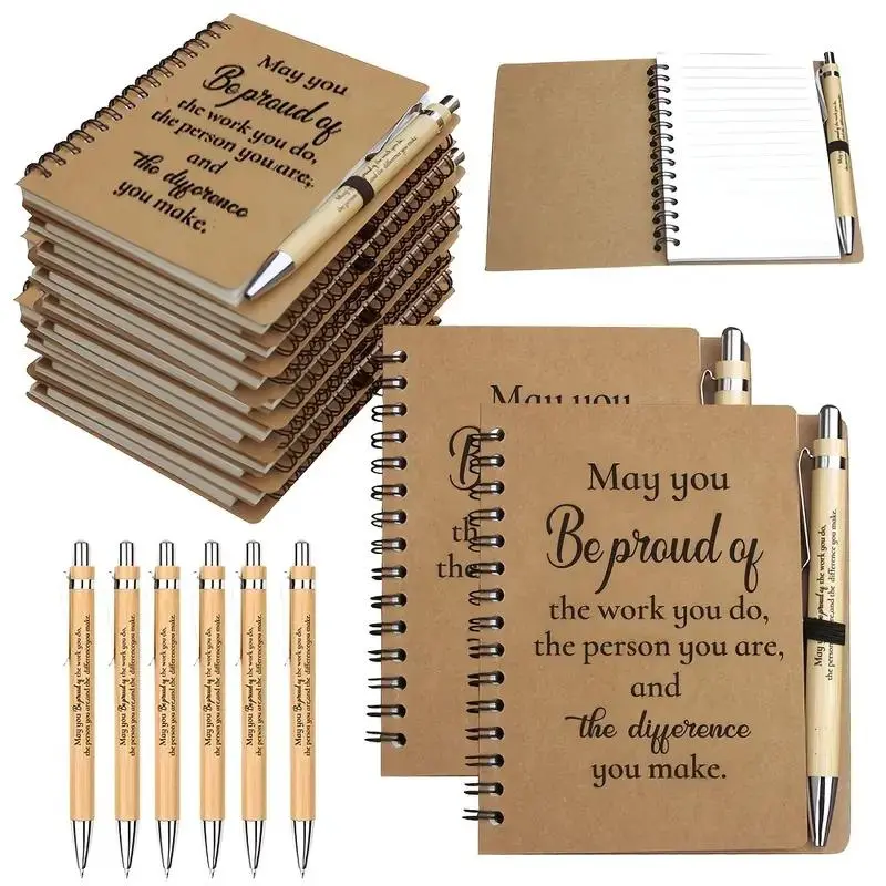 Thank You Gift Set, 12pcs/set Including 6 Counts Mini Notebook & 6 Counts Ballpoint Pen, Office Stationery & Supplies, School Study Supplies for Home School Office
