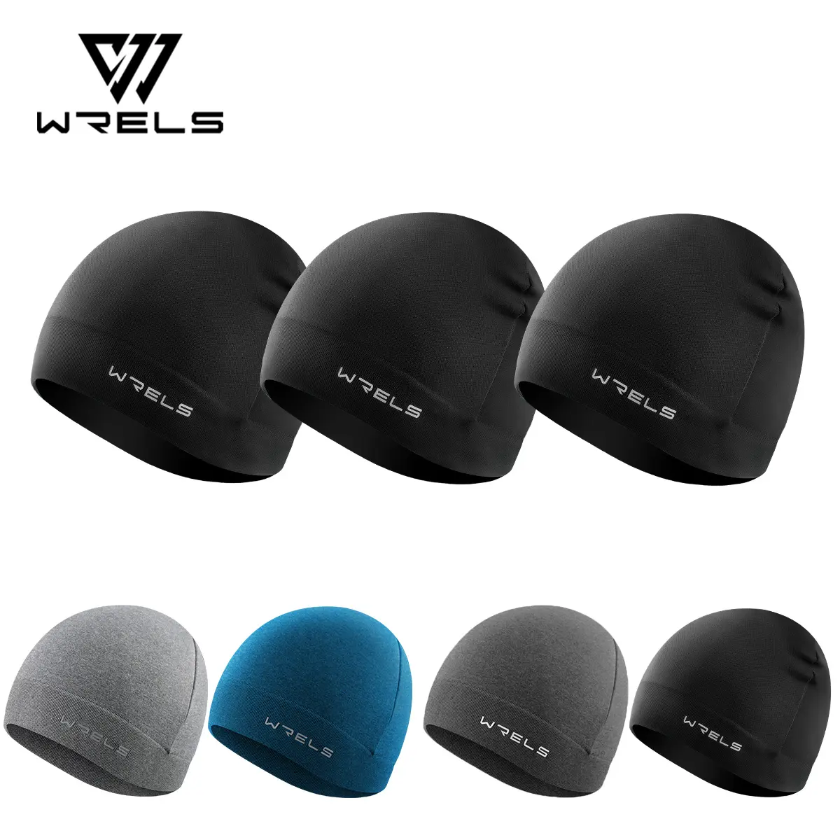 3-pack WRELS autumn and winter warm running hats for men and women, Performance Hats, soft and stretchy windproof hats for fitness, hiking and cycling, black/gray/navy blue Athletic Hats Sports Outdoor Hats Workout Hat