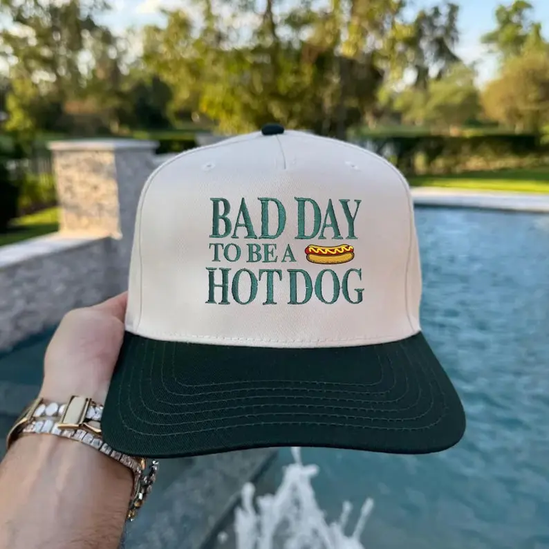 Bad Day To Be a Hot Dog Embroidered Baseball Hat, Trucker hat, Summer hat, Funny trendy trucker snapback hat Fourth of July hat, 4th of July