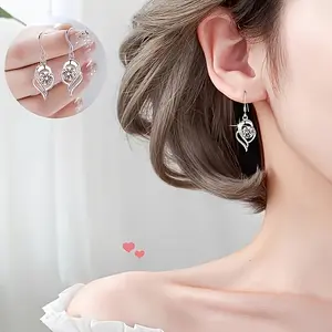 Elegant 925 Hypoallergenic Long Earrings for Women Lightweight 3.6g Simple Trendy Versatile Valentine's Day Mother's Day Gift with Anti-oxidation Box