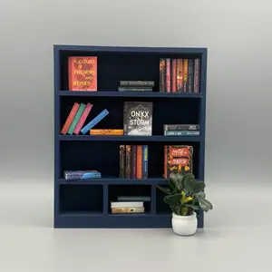 Mini Bookshelf - 1:12 Scale Dollhouse Furniture - Modern Miniature Book Display - Clean Dollhouse Shelf