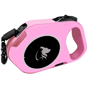 Xiugou Care LED Retractable Dog Leash with Flashlight, 16FT Heavy Duty Nylon Tangle-Free, Rechargeable Type-C, One-Button Lock, 360° Ergonomic Handle for Small Medium Large Dogs