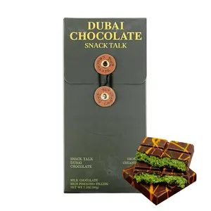 SnackTalk Dubai Chocolate Milk Chocolate Pistachio Flavor 200g - Upgraded with Extra Filling! 🍫🌰