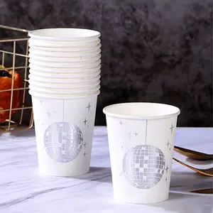 10/20/30/40/50-piece pack disposable paper cups, disco paper cups, disposable wedding paper cups - suitable for hot drinks, coffee, tea, parties, festivals, weddings, birthdays and other celebrations - brightly colored, durable and convenient.