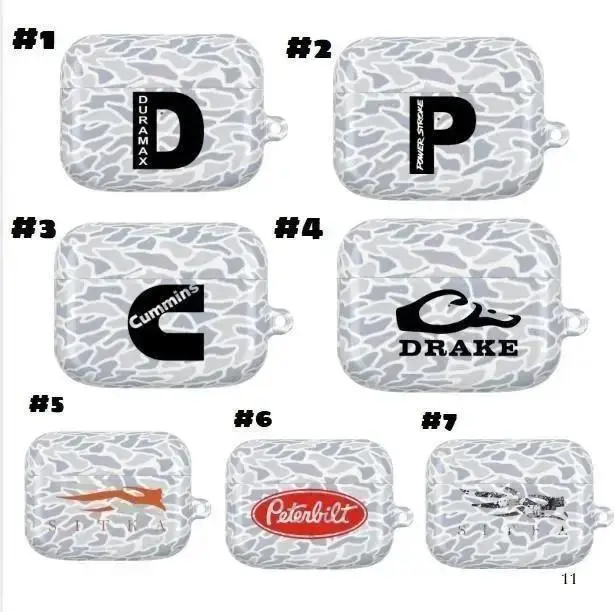 Truck Lover AirPods Case – White Camouflage Protective Cover for AirPods Gen 1234 & Pro, Rugged Outdoor Style