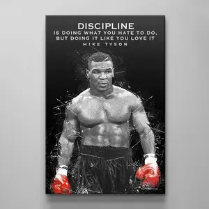 [SALE UP TO 43%] Mike Tyson Motivational Poster, Boxing Legend Wall Art, Gym Decor with Discipline Quote, Sports Icon Print for Fighters and Fitness Lovers [UNFRAMED]