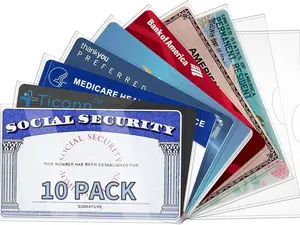new medicare card holder protector，10 Pack Social Security Card Protector Medicare New Credit Card Holder,24 Mil Soft Clear Card for Waterproof SSN Card Protector，ID/Debit/Credit Card Covers Sleeve(10)
