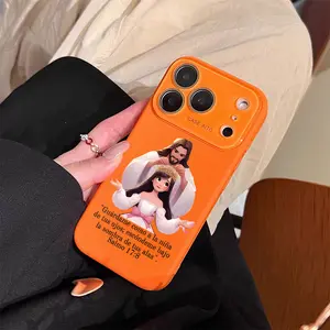 Illustration Of Jesus Crowning A Princess Phone Case Vibrant Cartoon Illustration & Spanish Psalm Quote Premium Print Quality Skin-Friendly Grip Drop-Proof & Dust-Resistant Elevate Your Phone's Protection And Comfort For iPhone 17 16 15 14 13 12