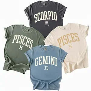 All 12 Zodiac Sign Comfort Colors T Shirt, Minimal Astrology Symbol Graphic Tee, Scorpio Pisces Gemini Zodiac Shirt, Soft Washed Cotton Unisex Tee, Astrology Gift for Her and Him - AL