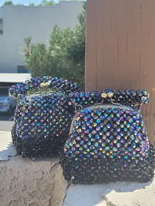 Iridescent Crystal Beaded Clutch – Vintage Kiss-Lock Mini Bag