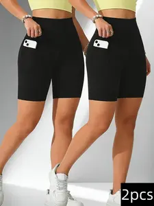 Two-piece Women's Sports Shorts, Fitness, Yoga, Cycling and Running Sports Shorts, Made Of Elastic Fabric, Quick-drying and Opaque, High-waisted Sports Shorts for Spring, Summer and Autumn, Outdoor Sports Shorts, Casual and Daily Wear Shorts
