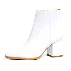 IDIFU Women's Low Heel Pointed Toe Side Zipper Short Boots Nude Boots Suitable for Women's Office Business Dating Wedding Suitable for Autumn and Winter мартинсы  обувь