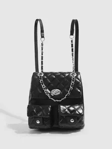 Women's Fashionable Quilted Chain Strap Argyle Pattern Backpacks, Casual Versatile Bag for Daily Used, Trendy All-match Commuter Bag