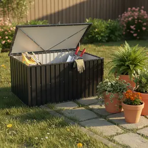 SAVEYOUR Outdoor Storage Box Metal Waterproof Medium Deck Box for Garden Patio Organizer Durable & Easy Assembly
