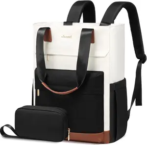 LOVEVOOK Laptop Backpack for Women，17.3 Inch Small Laptop Bag for Women，Travel Work Backpack， Water-Resistant Convertible Teacher Nurse Bag with Purse