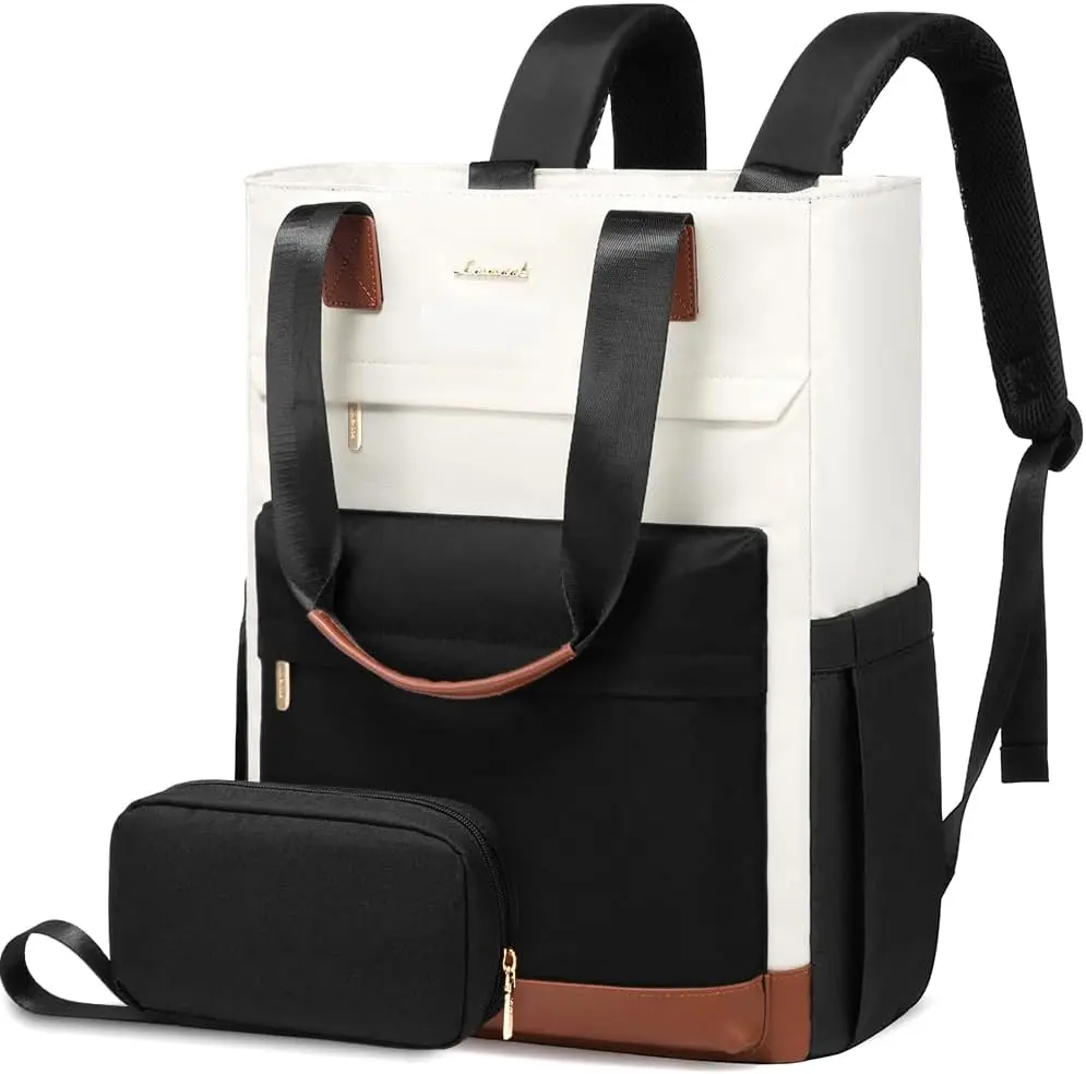LOVEVOOK Laptop Backpack for Women，17.3 Inch Small Laptop Bag for Women，Travel Work Backpack， Water-Resistant Convertible Teacher Nurse Bag with Purse