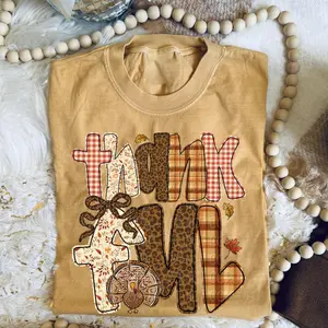 Thankful Shirt, Preppy Fall Digital Design, Thanksgiving Turkey Shirt, Doodle Letters Fall Shirt