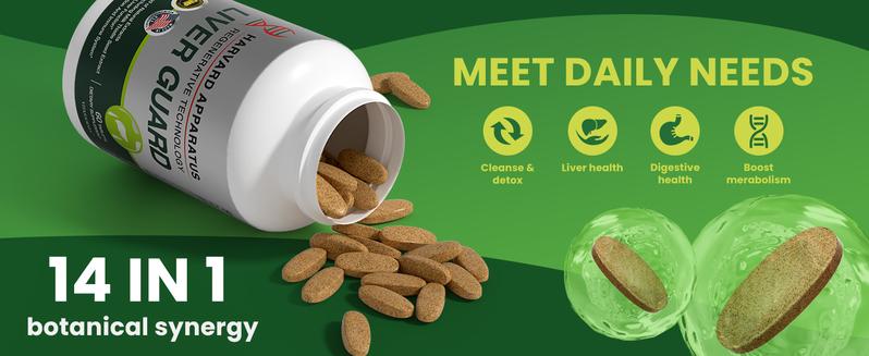 Liver Detox & Cleanse, 14 Natural Liver Health Support With Milk Thistle, Dandelion, Giner Extract ,Beet,60 Tablets