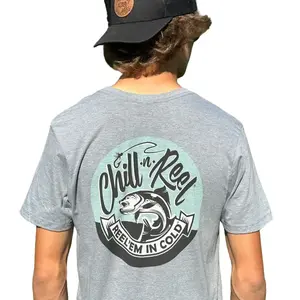 Chill-N-Reel CLASSIC COLOR LOGO (on BACK) T-shirt - Soft Short Sleeve Cotton Menswear Top Comfy