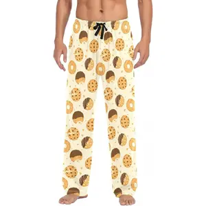 Men's Chocolate Chip Cookies Pajama Pants Cotton Modal Lightweight Comfy Straight Fit Pj Bottoms with Elastic Waistband & Pockets for Casual Loungewear