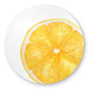 360 stand Polyester Chenille Round Area Rug - 5x5 ft Lemon Slice Kitchen Still Life Design, Indoor-Outdoor Use, Household Textile Home Decor, C1COAR55NT2J0A, Polyester Chenille Rug, Chenille-Style Area Rugs