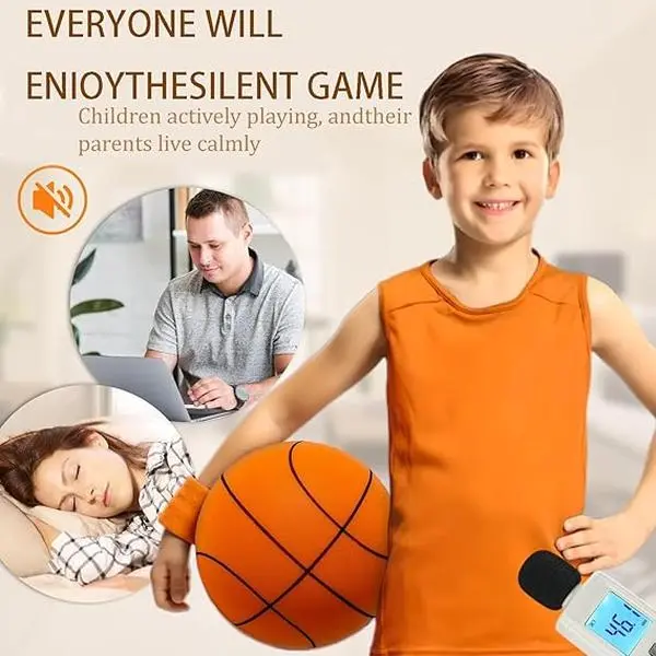 Silent Airless/Noiseless Foam Basketball (2025), Silent Dribble Dunk Basketball, Indoor Dribbling Practice/Playing - Easy and Comfortable Grip