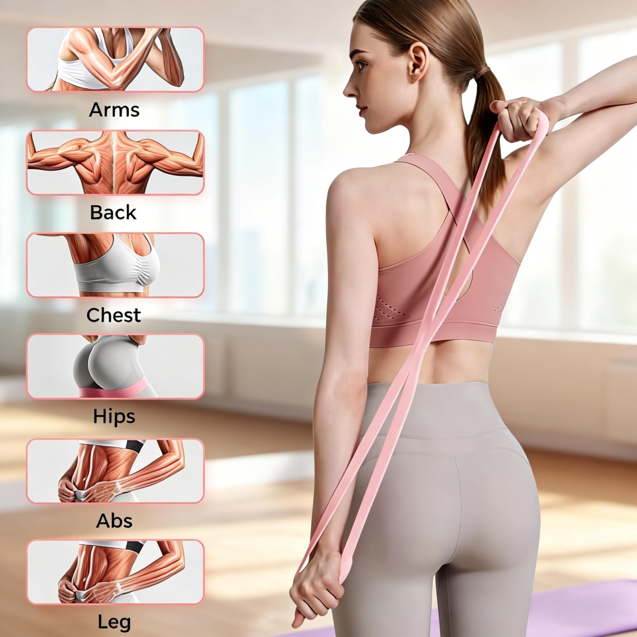 2-in-1 Women Home Fitness Kit: Figure 8 Yoga Puller & 6-Strand Abdominal Crunch Assist, Full Body Workout for Shoulders Back Core Legs, Home Gym Exercise for Core & Full Body