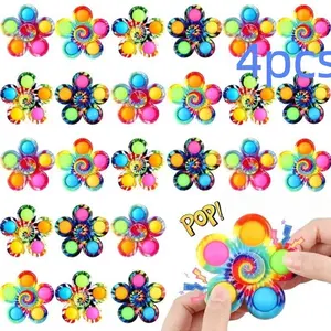 4 Piece Simple Bubble Top Gyro Set, Finger Spinning Top, Colorful Perfect Party Favors & Gifts, Fun Kids Toys for Birthdays & Celebrations