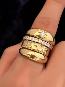 4pcs Love Letter Ring Set for Women, Adjustable Stackable Rings, Minimalist Fashion Jewelry
