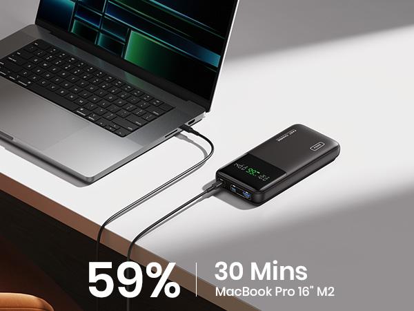 INIU 140W Power Bank, Compact 25000mAh High Capacity Laptop Portable Charger, USB C in&Out Tablet Powerbank, Smart Digital Display Phone Charger for iPhone 17 16, Samsung, iPad, MacBook, Laptop etc.