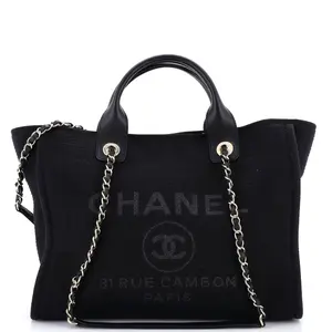 Pre-owned CHANEL Canvas Plain Shoulder Bags Deauville NM Tote Mixed Fibers Medium by Rebag