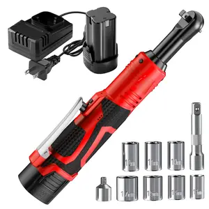 Electric ratchet wrench set, variable speed design, ergonomic handle, cordless ratchet wrench, includes battery and fast charger, 3/ 8inch power ratchet tool set, suitable for car repairs, home DIY and car maintenance