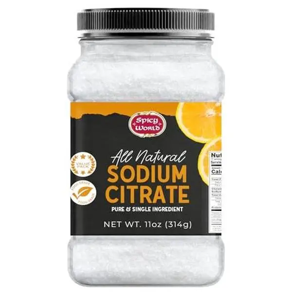 Sodium Citrate 11oz Jar - Food Grade, Non-GMO, Natural Flavor Enhancer, Emulsifier for Cheese, Spherification, and Molecular Gastronomy Cooking - by Spicy World
