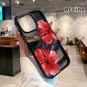 Case for iPhone 17 16 Pro Max 15 Air Plus 14 13 12 11 Crimson Hibiscus Grace Non-Yellowing Shockproof Clear slim Protective Softcase