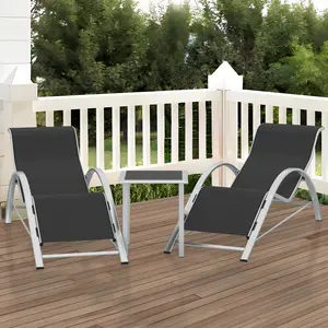 All-Weather 3-Piece Outdoor Aluminum Chaise Lounge Chair Set – Reclining Patio Sun Loungers with Waterproof Cushions, Cup Holders & Side Table, Ideal for Poolside, Garden, Beach, Lawn