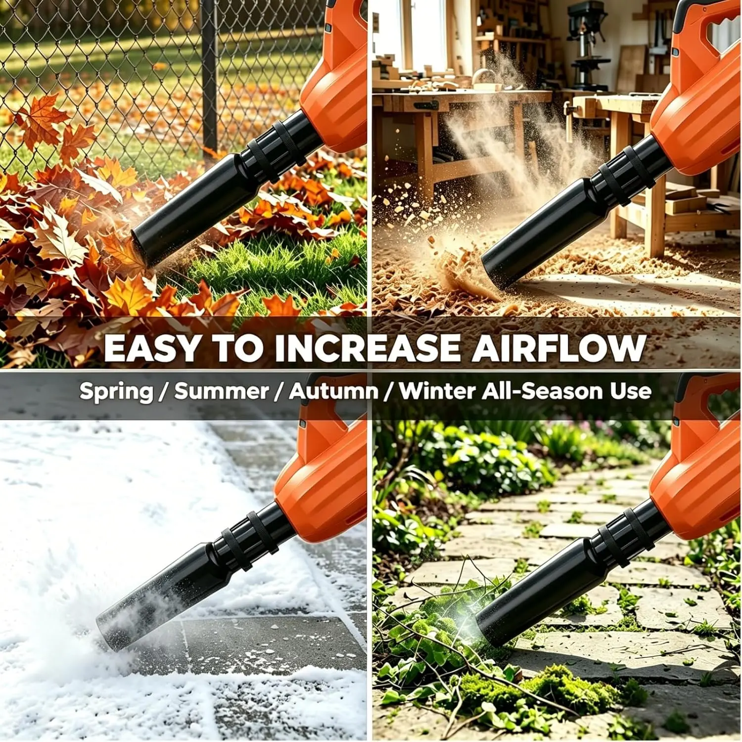 Leaf Blower Air Booster - Airflow Amplifier Turbo Extension, Fits 2-4 Inch Nozzle, High-Speed Extension for Yard Lawn Leaf/Gravel/Light Snow/Debris Cleanup