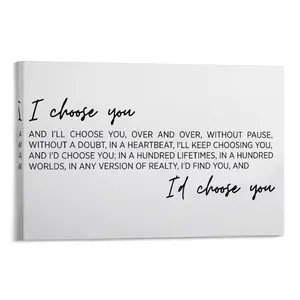 I Choose You Poster Print, I’d Choose You, Motivational, Inspirational Quote for Room Decor, Rustic Winter Bedroom Office Home Room Decor Artwork