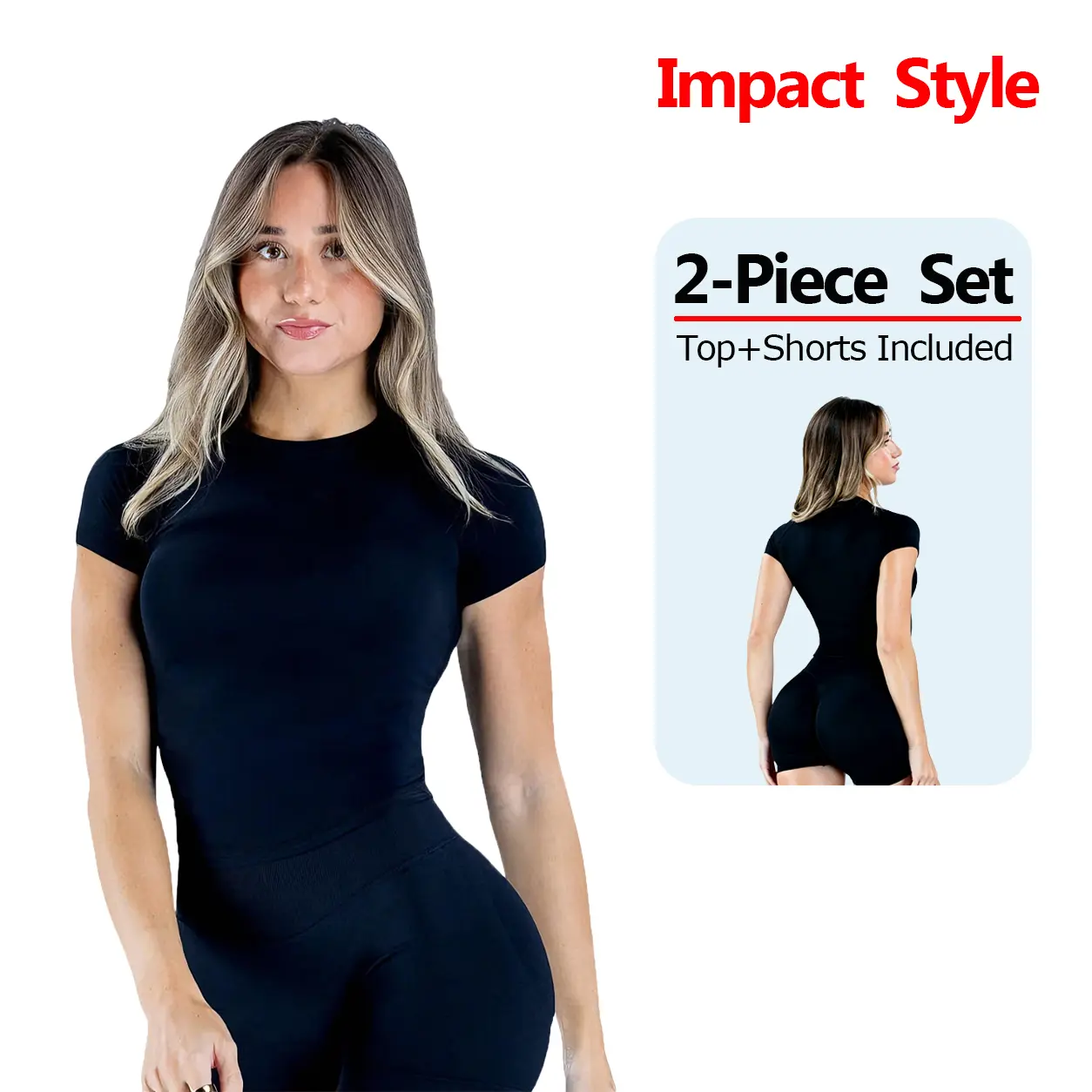 (With logo)DFYNE Cloud Soft Slim Short Sleeve Workout Top, Minimal Chest Logo Long Torso Sculpt Tee All Day Comfort Gym Activewear